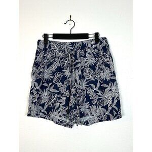 Briggs Linen Blend Pull-On Shorts Small Tropical Print Blue‎ White S Women’s